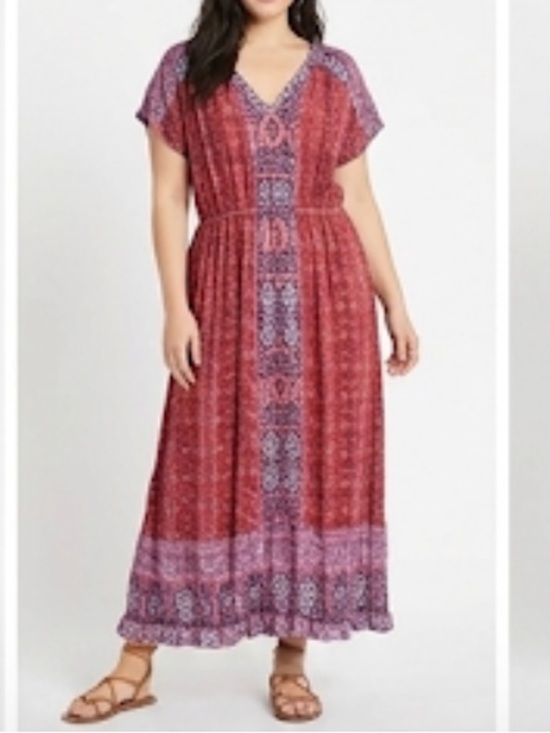Lucky Brand Dresses & Skirts - Lucky Brand Red and Purple Boho Maxi Dress side pockets size S